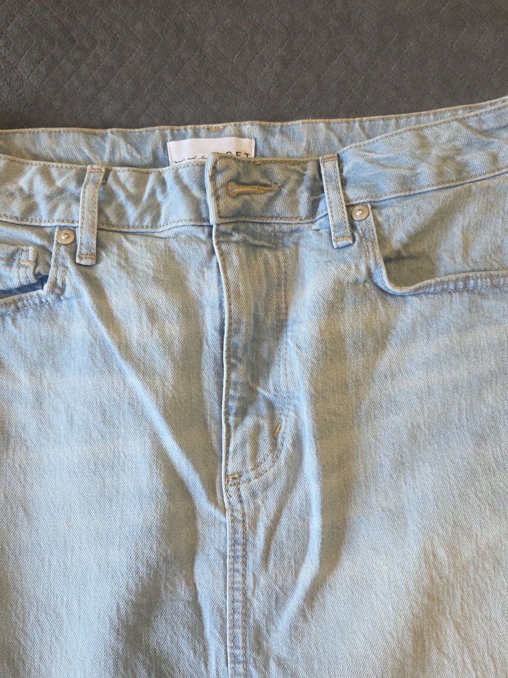 LOFT Summer Blue Jean Skirts & White And Blue Striped Half-Zip Sweater - Picture 6 of 9